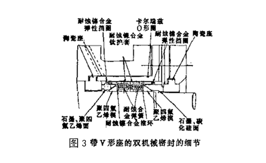 圖3-帶V型座的雙機(jī)械密封件的細(xì)節(jié)結(jié)構(gòu)圖